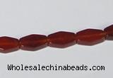 CAA177 15.5 inches 7*12mm hexagon red agate gemstone beads