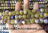 CAA1781 15 inches 10mm faceted round fire crackle agate beads