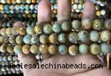 CAA1786 15 inches 10mm faceted round fire crackle agate beads