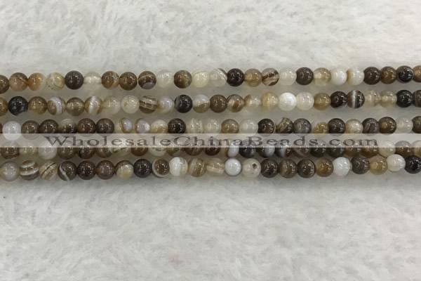 CAA1820 15.5 inches 4mm round banded agate gemstone beads