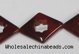 CAA189 15.5 inches 22*28mm diamond red agate gemstone beads