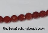 CAA200 15.5 inches 6mm faceted round red agate gemstone beads