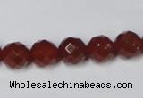 CAA201 15.5 inches 10mm faceted round red agate gemstone beads