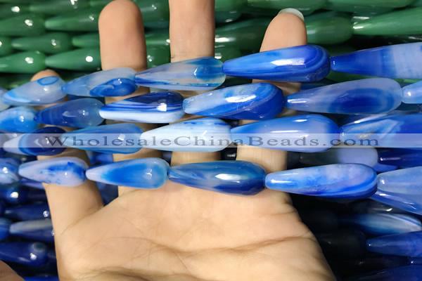 CAA2099 15.5 inches 10*30mm faceted teardrop agate beads