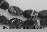 CAA214 15.5 inches 8*16mm twisted rice madagascar agate beads