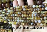 CAA2204 15.5 inches 4mm faceted round banded agate beads