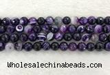 CAA2214 15.5 inches 10mm faceted round banded agate beads