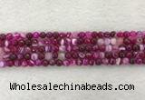 CAA2218 15.5 inches 4mm faceted round banded agate beads