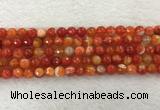 CAA2227 15.5 inches 8mm faceted round banded agate beads