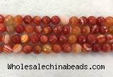 CAA2229 15.5 inches 12mm faceted round banded agate beads