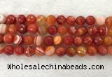 CAA2230 15.5 inches 14mm faceted round banded agate beads