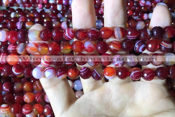 CAA2234 15.5 inches 8mm faceted round banded agate beads