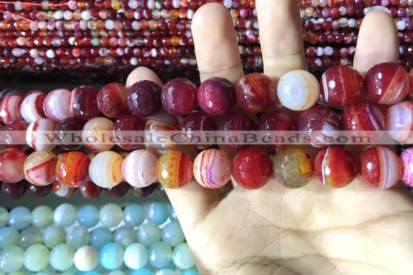 CAA2236 15.5 inches 12mm faceted round banded agate beads