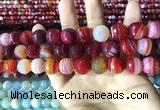 CAA2237 15.5 inches 14mm faceted round banded agate beads