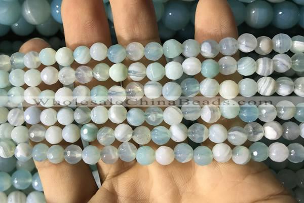 CAA2240 15.5 inches 6mm faceted round banded agate beads