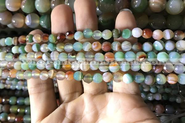 CAA2264 15.5 inches 6mm faceted round banded agate beads