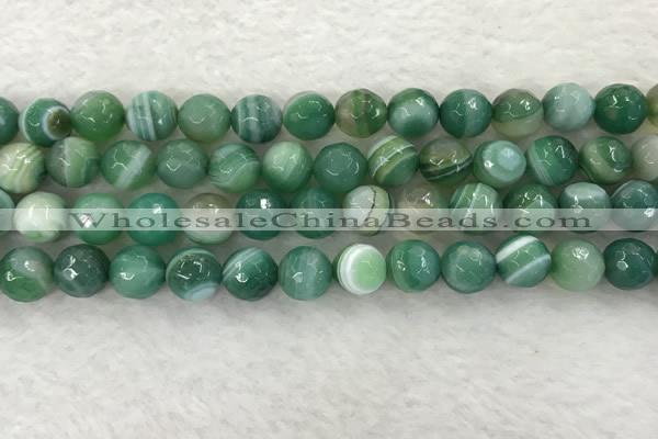 CAA2280 15.5 inches 10mm faceted round banded agate beads