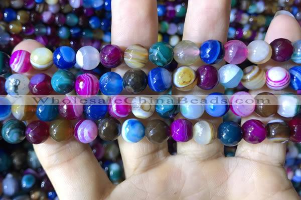 CAA2295 15.5 inches 10mm faceted round banded agate beads