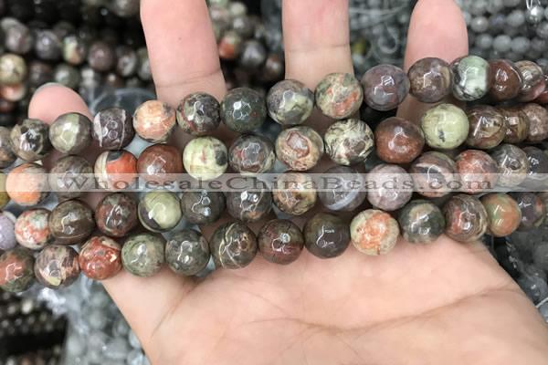 CAA2387 15.5 inches 10mm faceted round ocean agate beads wholesale