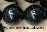 CAA2409 15.5 inches 18mm round black agate beads wholesale