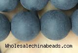 CAA2453 15.5 inches 16mm round matte black agate beads wholesale