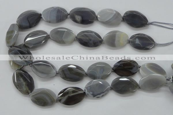 CAA247 15.5 inches 22*32mm faceted oval grey line agate beads