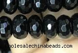 CAA2471 15.5 inches 6*10mm faceted rondelle black agate beads