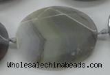 CAA248 15.5 inches 30*40mm faceted oval grey line agate beads