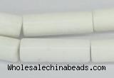 CAA25 15.5 inches 10*30mm cylinder white agate gemstone beads