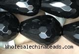 CAA2516 15.5 inches 13*18mm faceted teardrop black agate beads