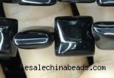 CAA2555 15.5 inches 10*10mm square black agate beads wholesale