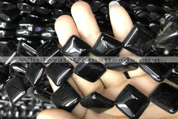 CAA2575 15.5 inches 14*14mm diamond black agate beads wholesale