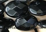 CAA2594 15.5 inches 13*18mm faceted oval black agate beads wholesale