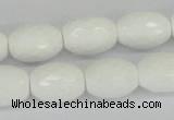 CAA26 15.5 inches 12*16mm faceted rice white agate gemstone beads