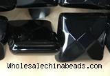 CAA2612 15.5 inches 18*18mm faceted square black agate beads