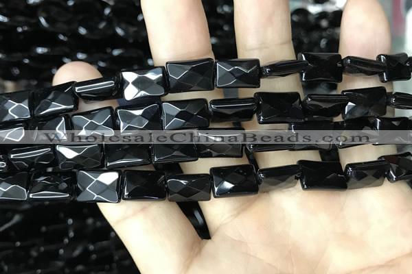 CAA2618 15.5 inches 8*12mm faceted rectangle black agate beads wholesale