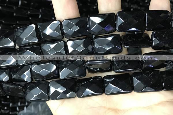 CAA2623 15.5 inches 18*25mm faceted rectangle black agate beads