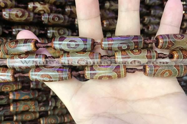 CAA2663 15.5 inches 10*28mm - 11*30mm rice tibetan agate dzi beads