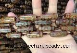 CAA2664 15.5 inches 10*28mm - 11*30mm rice tibetan agate dzi beads