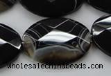 CAA275 15.5 inches 18*25mm faceted oval black line agate beads