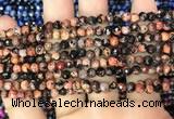 CAA2820 15 inches 4mm faceted round fire crackle agate beads wholesale