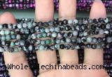 CAA2823 15 inches 4mm faceted round fire crackle agate beads wholesale