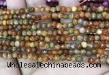 CAA2841 15 inches 4mm faceted round fire crackle agate beads wholesale