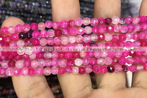 CAA2843 15 inches 4mm faceted round fire crackle agate beads wholesale