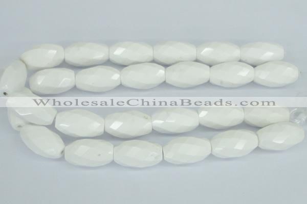 CAA29 15.5 inches 18*30mm faceted rice white agate gemstone beads