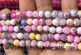 CAA2911 15 inches 6mm faceted round fire crackle agate beads wholesale