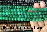 CAA2967 15 inches 8mm faceted round fire crackle agate beads wholesale