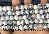 CAA2979 15 inches 8mm faceted round fire crackle agate beads wholesale