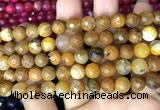 CAA2989 15 inches 8mm faceted round fire crackle agate beads wholesale