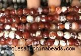 CAA2990 15 inches 8mm faceted round fire crackle agate beads wholesale